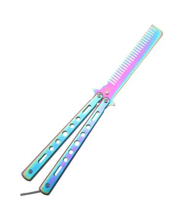Butterfly Comb Rainbow Butterfly Pocket Comb Training-Metal Comb Salon Beauty Tool for Hair Beard