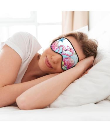 SSIMOO Flamingo Flowers Sleep Mask | Adjustable Breathable Eye Mask for Comfortable Sleep | Fashionable Black Design - Buy Online on GoSupps.com
