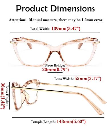 Buy FEISEDY Crystal Cat Eye Reading Glasses - Blue Light Blocking Anti Eyestrain Stylish B2596 Champagne 1.75x - International Shipping Available - Buy Online on GoSupps.com