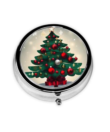 Christmas Gift Treeround Pill Box 3 Compartment Round Pill Box Organizer #Portable Travel Pill Box for Traveling.