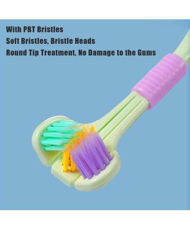 4-Part Three-Sided Toothbrush with Tongue Scraper - Sensory Travel Toothbrush for Autism | V-Shaped Soft Brush for Complete Cleaning | Non-Slip Green Design - Buy Online on GoSupps.com
