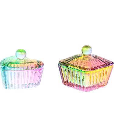 Lurrose Manicure Mixing Glass - 2 Piece Nail Art Dappen Bowl Set | Acrylic Nail Tools | Transparent Colorful Nail Polish Holder | 4.2x4.2x3.5 cm - Buy Online on GoSupps.com