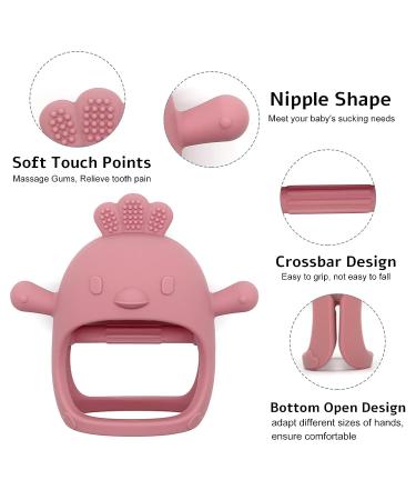 Chick Shape Baby Teething Toys | Food-Grade Silicone Teether for Soothing Pain Relief | Easy-to-Grip Baby Chew Toy (Dark Pink) - Buy Online on GoSupps.com