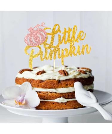Pink and Gold Little Pumpkin Cake Topper Double Sided Glitter Pumpkin Topper for Pink Girl Fall Baby Shower Birthday Party Cake Decorations - Buy Online on GoSupps.com