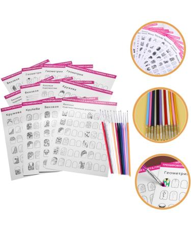 1 Set manicure exercise book nail art nail art drawing stencil nail art manicure tool nail kits nail art practice templates for beginner painted wooden eyeliner brush - Buy Online on GoSupps.com