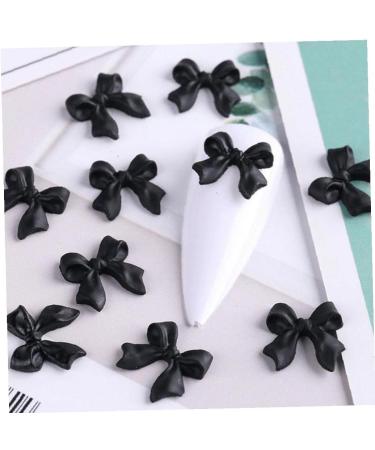 50pcs Bow Resin Nail Art Decorations | 3D Bowknot Nail Charms for Manicure | Black DIY Jewelry Accessories - Buy Online on GoSupps.com