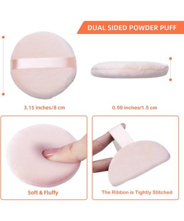 10-Piece Cotton Powder Puff Set for Foundation Makeup - Normal Size with Strap for Blending Loose Mineral Body Powder - Beige - Buy Online on GoSupps.com