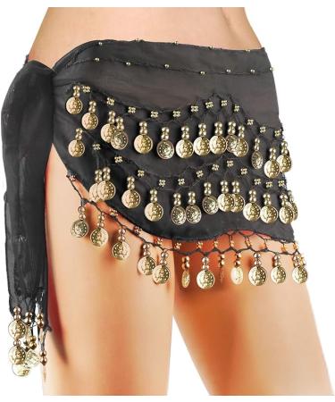 BooCooberg belly dance hip cloth pirate costume women belly dance costume pirates accessories women fortune teller costume women belly dance scarf with 128 gold coins for yoga belly dance Zumba latin dance.