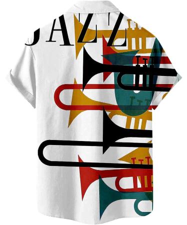 BEUU Men's Casual Short Sleeve Hawaiian Shirt with Jazz Music Print - Regular Fit Beach Top for Summer - Activewear for Swimming and Bodybuilding - Buy Online on GoSupps.com
