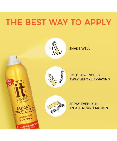 IT Haircare MEGA Freeze Extreme Hold Hair Spray - 7.75 Oz | Vitamin B5 & Hydrolyzed Wheat Protein | 24-Hour Hold | Humidity Resistant | Fast-Dry Formula with Optical Brighteners - Buy Online on GoSupps.com