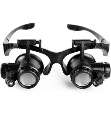 Head-Mounted Magnifier 10X 15X 20X 25X Double Eye Glasses Loupe Wearing Glasses with LED Light for Watch Repair Jeweler Good Times - Buy Online on GoSupps.com