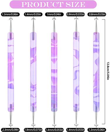 5Pcs Nail Dotting Pen Nail Art Tools Dotting Painting Pen Polish Carving Tool 2 Way Nail Design Dotting Tool for Gel Polish Decoration Purple - Buy Online on GoSupps.com