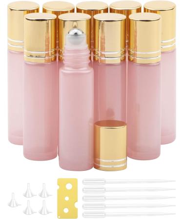 Rowiz 10pcs Essential Oils Roll on Bottles 10ml Refillable Empty Glass Rollerball Bottles with Golden Cap Perfect for Homemade Perfume Fragrance Aromatherapy Oils Pearly Pink - Buy Online on GoSupps.com