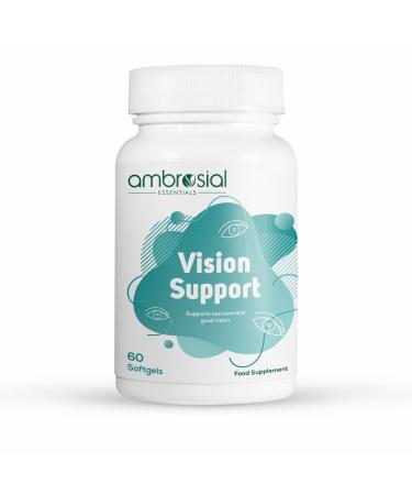 Ambrosial Vision Support Lutein and Zeaxanthin Supplement | Vitamin A Omega 3 Grape Seed Green Tea & More | High Strength Eye Vitamins for Macular Support (Pack of 1-60 Softgels) 60 count (Pack of 1)