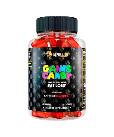 Alpha Lion Gains Candy, Upgrade Workout Performance & Endurance, 60 Capsules (Fat Loss - MitoBurn)