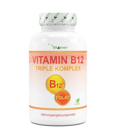 Vitamin B12 complex - 365 tablets - Premium: Both activity forms + depot form + folate (5 -MTHF made of quatrefolic ) - vegan - high -dosed - laboratory test 365 pieces (1 Pack)