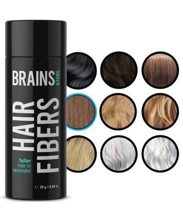 Brains & Son Hair Fiber - Premium Hair Thickener Immediately Conceals Receding Hairlines Hair Loss Balding Areas and Thinning Hair Undetectable Keratin Fibers - Hair Powder | 25g (LIGHT BROWN)