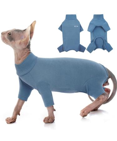 Sphynx catwear sweater warm for hairless cat monotinous vest jumper cat costume coat with turtleneck & long sleeves for hairless cats/kitten (blue XL) XL blue