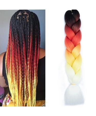 24" Colorful Jumbo Braiding hair Ombre Hair Braiding Braiding Hair Extensions Synthetic Crochet Twist Braids Colorful flower braid wig Favors Birthday Party Children (Color : A)
