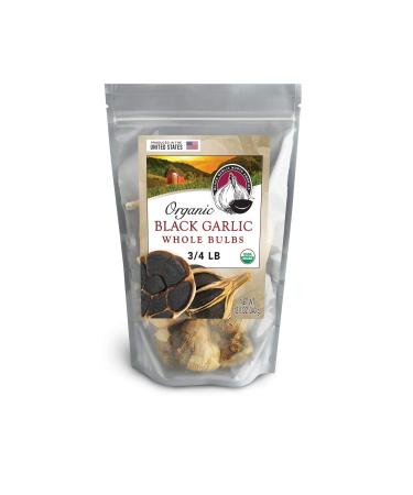 Black Garlic "Organic American" Whole Bulbs (Large 3/4 Pound Bag)...Aged and Fermented 120 Days