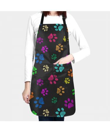 Sweetshow Cute Dog Apron with 2 Pockets and Adjustable Neck Waterproof Kitchen Cooking Dog Grooming Aprons for Women Men Dog Paw 2 - Buy Online on GoSupps.com
