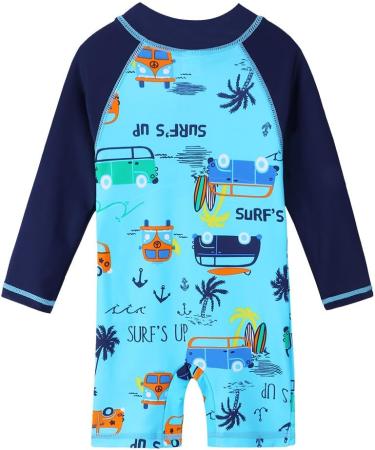 HUAANIUE Baby Boys Swimsuit with Hat | UPF 50+ Sun Protection | Rash Guard | 5-6 Years | Cars Design - Buy Online on GoSupps.com