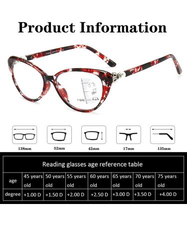 HAOXUAN Fashion Cat's Eye Reading Glasses - Progressive Multifocal & Anti Blue Light HD Lens for Women Diopters +1.00 to +3.00 Brown - Buy Online on GoSupps.com