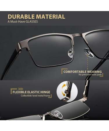 Gaoye 5-Pack Blue Light Blocking Reading Glasses | Men & Women Rectangle Metal Frames | UV400 Clear Lenses | A1 Gun Black & Silver - 1.0 Diopters - Buy Online on GoSupps.com