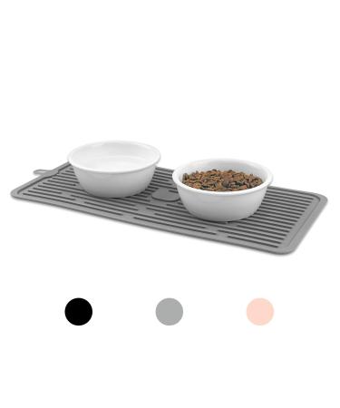 Ptlom Pet Placemat for Dog and Cat, Mat for Prevent Food and Water Overflow, Suitable for Medium and Small Pet Small Grey