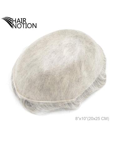 Buy Hairnotion Human Hair Wigs for Men - V-Loop Super Thin Skin Toupee 8x10 Inch Gray #1B80 - International Shipping Available - Buy Online on GoSupps.com