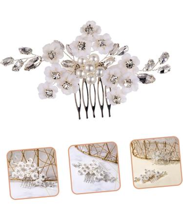 Ipetboom Bridal Comb Hair Combs Pin Wedding Hair Combs Wedding Hair Accessories Hair Deyer Wedding Hair Clip Wedding Decor Flower Hair Comb Hand Made White Pearl Hair Piece Bride - Buy Online on GoSupps.com