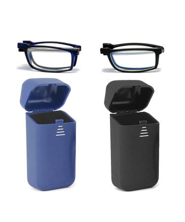 Hubeye 2 pairs foldable reading glasses men women blue light filter reading aid reading aid with hard glasses case for easy wearing 1.00 1020 - blue/black 1.0 diopters