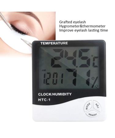Digital Thermometer Hygrometer Electronic Temperature Humidity Test Time Calendar Alarm Clock Function Thermometer Hygrometer Eyelash Grafting Tool - Buy Online on GoSupps.com