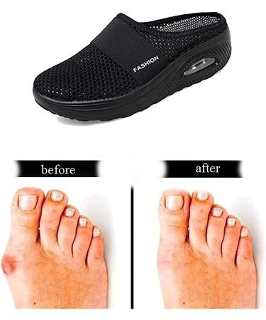 Hopomart Women's Air Cushion Slip-On Walking Shoes - Orthopedic Diabetic Shoes for Swollen Feet - Size 8.5 Black - Buy Online on GoSupps.com