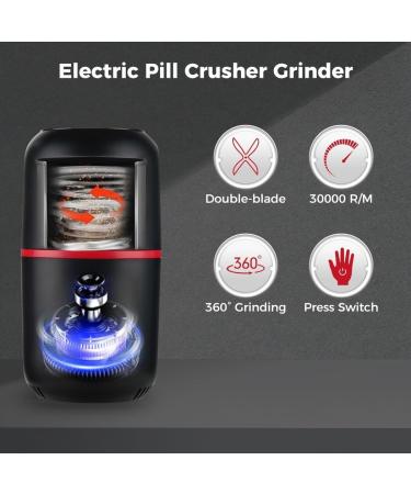 Electric Pill Crusher Grinder - 150W Stainless Steel Blades | Multifunctional Home Use | Black - Buy Online on GoSupps.com