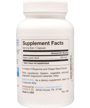 Wonder Labs Alpha Lipoic Acid w/bioperine Grape Seed Extract Supports Metabolic Functions and Antioxidant Functions 120 Capsules - Buy Online on GoSupps.com