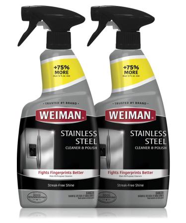 Weiman Stainless Steel Cleaner and Polish - (2 Pack) - Protects Appliances from Fingerprints and Leaves a Streak-Free Shine for Refrigerator Dishwasher Oven Grill etc