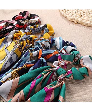 Chiffon Vintage Chain Hair Scrunchies - 4Pcs Ponytail Scarf Scrunchy Set for Women and Girls - Buy Online on GoSupps.com