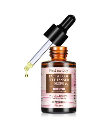 Face Tanning Drops to Add to Lotion 14 Day Long Lasting Effect Face Self Tanner Bronzing Drops Natural Organic Ingredients Quick Tan Drops Self Tanning Drops for Face and Body