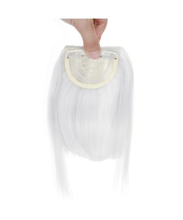 JYTDBCS Fashion Clip In Bangs Hair Extensions Front Full Neat Bangs Fringe 2 Clips One Piece Thick Straight Hairpiece Accessories Hairpiece For Women Silver Gray fake bangs
