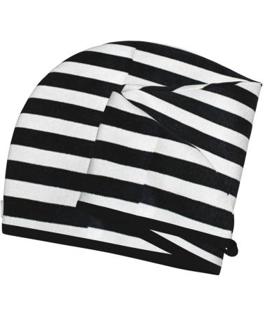 Premium Hair Towel Wrap with Button - Quick Drying Turban in Black and White Stripes | Ideal for All Hair Types - Buy Online on GoSupps.com