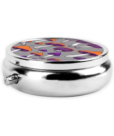 Bright Mushrooms Art Mini Round Pill Box | 3 Compartment Pill Organizer for Travel Home & Office - Buy Online on GoSupps.com