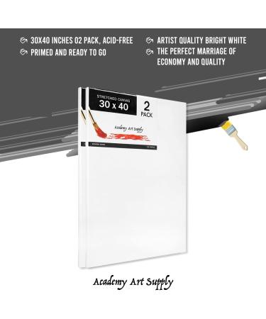 Academy Art Supply 30x40 Stretched Canvases - Pack of 2 | Blank Primed Heavy Cotton Canvas for Acrylic & Oil Painting - Buy Online on GoSupps.com