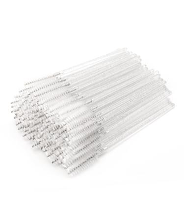 G2PLUS 100 PCS Disposable Eyelash Brushes - Clear Eyelash Spoolies for Extensions - Crystal Mascara Wands -Eyelash Extension Brush Applicator for Eyelash Extensions 100 Clear