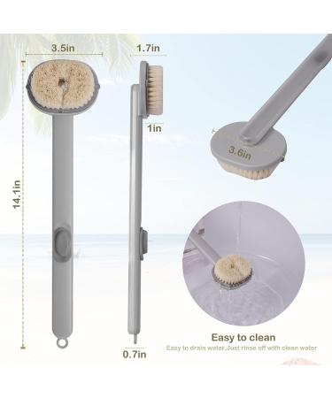 Long Handle Back Brush for Shower Massage and Exfoliation - Grey - Buy Online on GoSupps.com