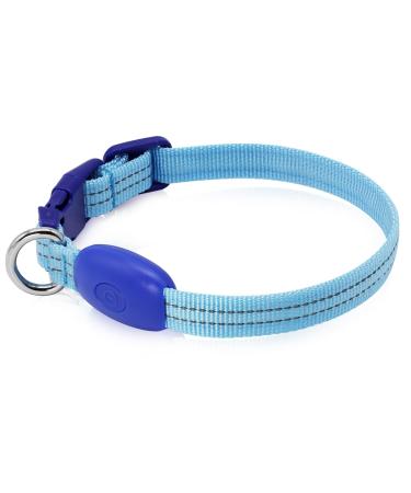 KOSKILL LEASTHELSBAND Dog Rowable USB LED Dog Halison Waterproof Luminous Dog Collar Adjustable Super Helle For Small Dogs (Blue S) Blue S S