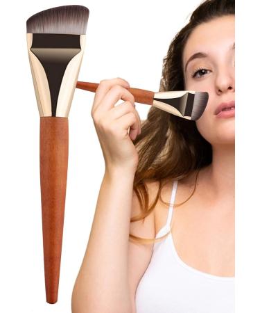 Flat Top Makeup Brush | Wooden Handle Cream Makeup Brush - Face Makeup Tool Professional Contour Brush for Liquid Cream Powder Blending Buffing - Buy Online on GoSupps.com
