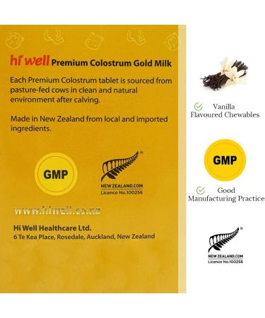 (Pack of 2) Hi Well Premium Grass-Fed Colostrum Gold Milk 200Tablets - Buy Online on GoSupps.com