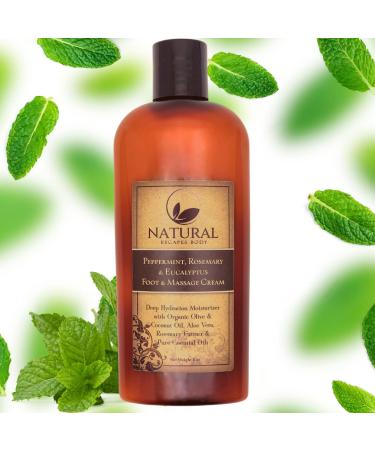 Peppermint Rosemary Eucalyptus Massage Foot Cream 8oz | Moisturizing & Therapeutic for Dry Cracked Feet | Peppermint Foot Lotion-Pack of 1 - Buy Online on GoSupps.com