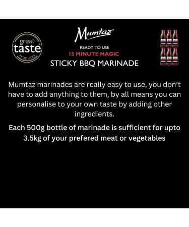 Mumtaz STICKY BBQ Marinade Sauce - Pack of 6x500g 15 Minute Magic Marinade Medium Spiced BBQ-Grill-Roast-Stir or Air fry All Natural Ingredients Gluten Free Vegan Friendly. - Buy Online on GoSupps.com